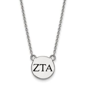 Sterling Silver Zeta Tau Alpha Small Enamel Greek Letters Necklace